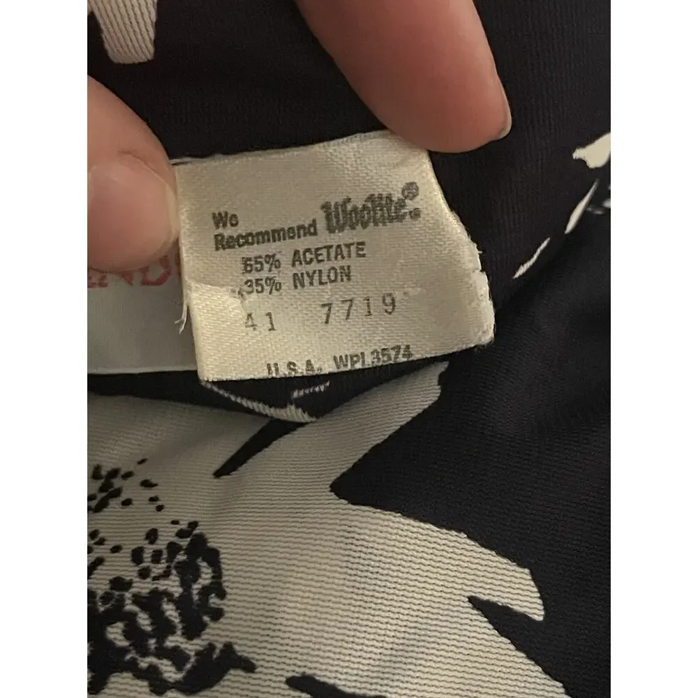 SANDCASTLE SWIMWEAR VINTAGE NAVY WHITE FLORAL COVERUP DRESS SZ S - Picture 6 of 6